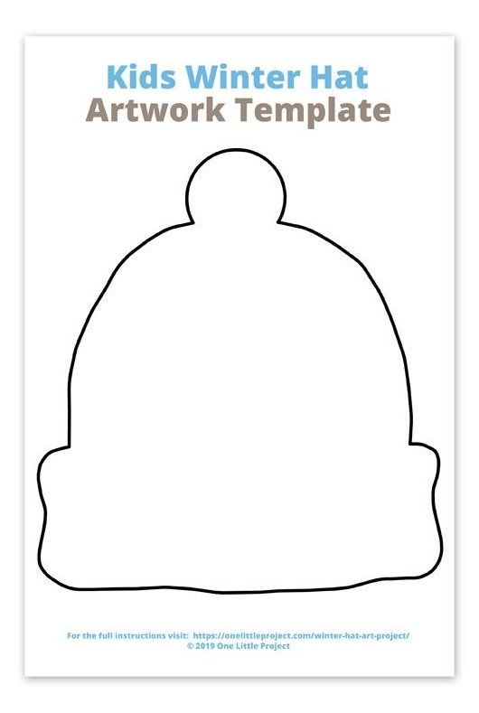 Kids Winter Hat Art Project With DIY Pom Poms Winter Mitten Template