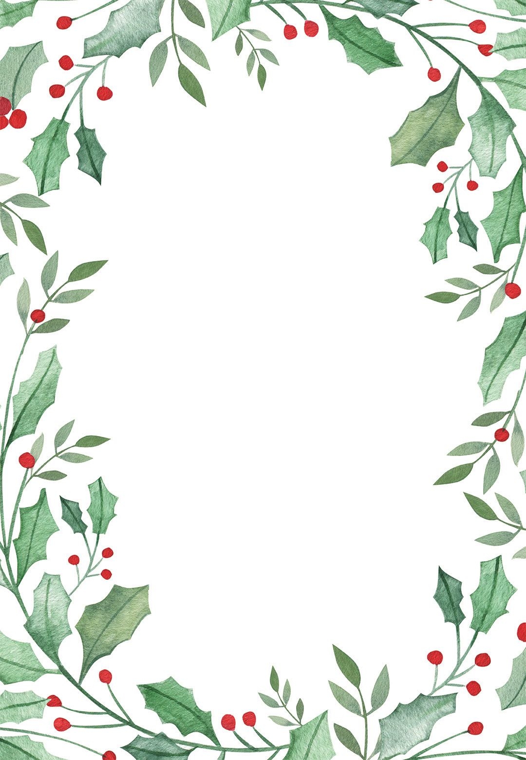 Leaf Holly Border Free Christmas Invitation Template Greeting