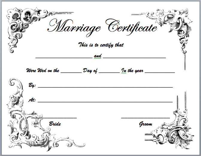Marriage Certificate Wedding Certificate Certificate Templates