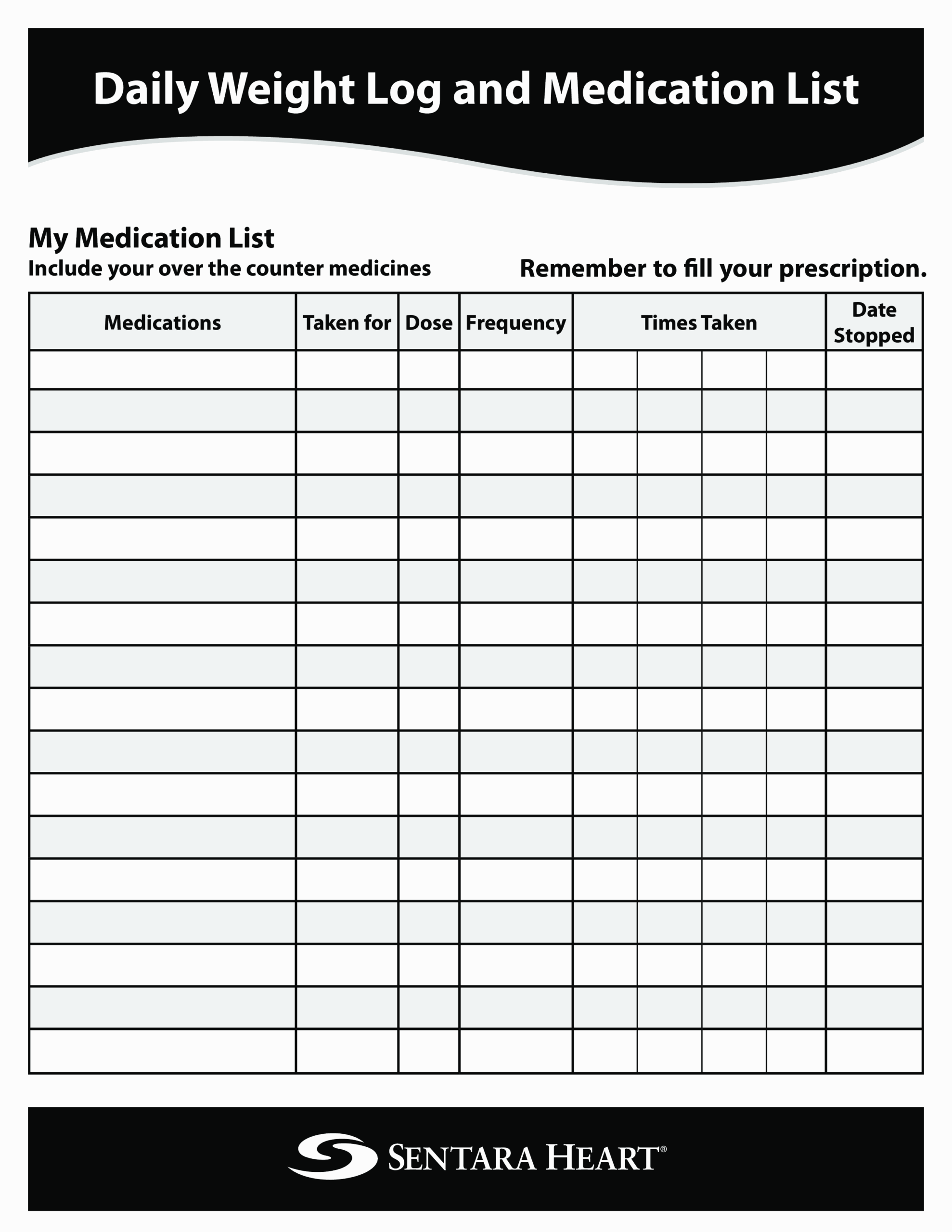 Medication Printable Chart