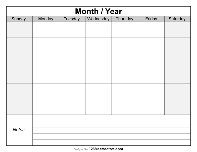 Monthly Calendar Printable Template Prntbl Concejomunicipaldechinu Gov Co