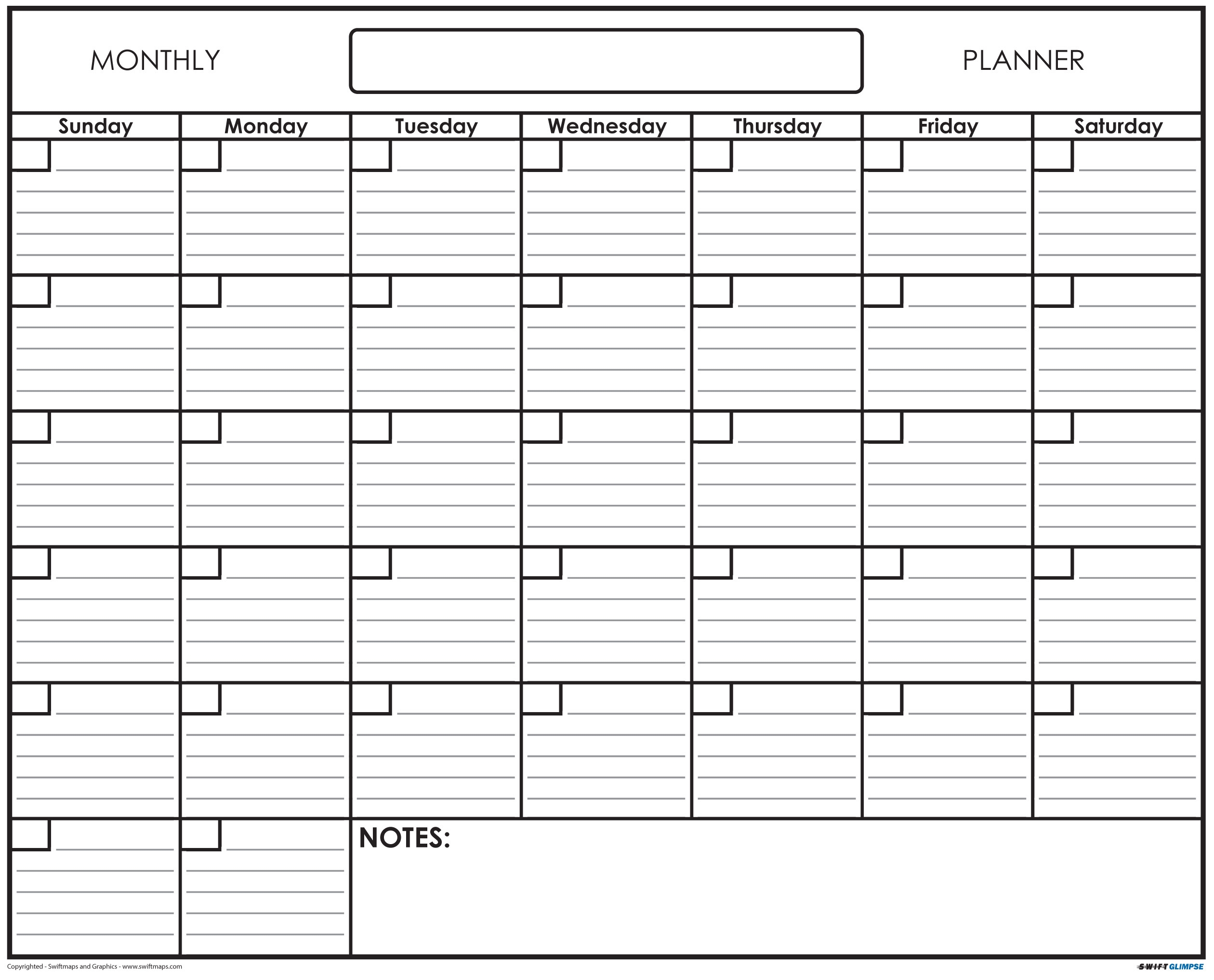 Monthly Wall Planner 36 X 48 SwiftGlimpse Swift Calendars