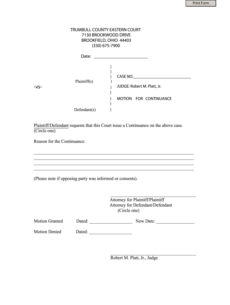 Blank Printable Court Motion Templates