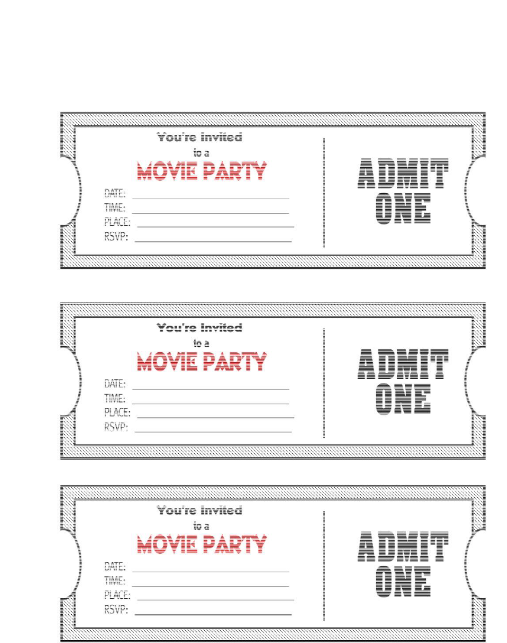 Blank Movie Invitation Templates