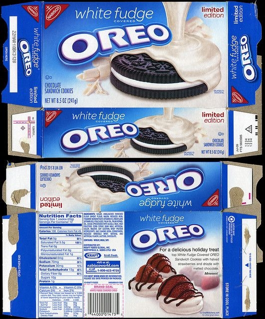 Nabisco Oreo Limited Edition White Fudge Covered Cookie Box 2009