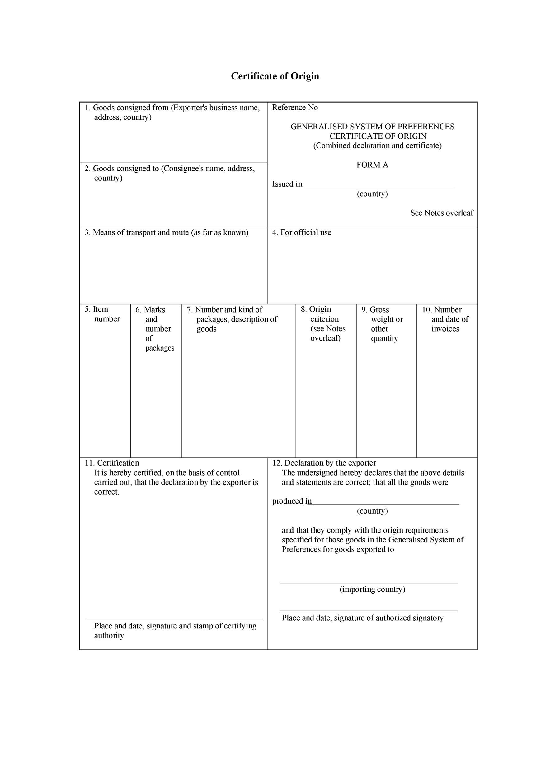 Nafta Certificate Template