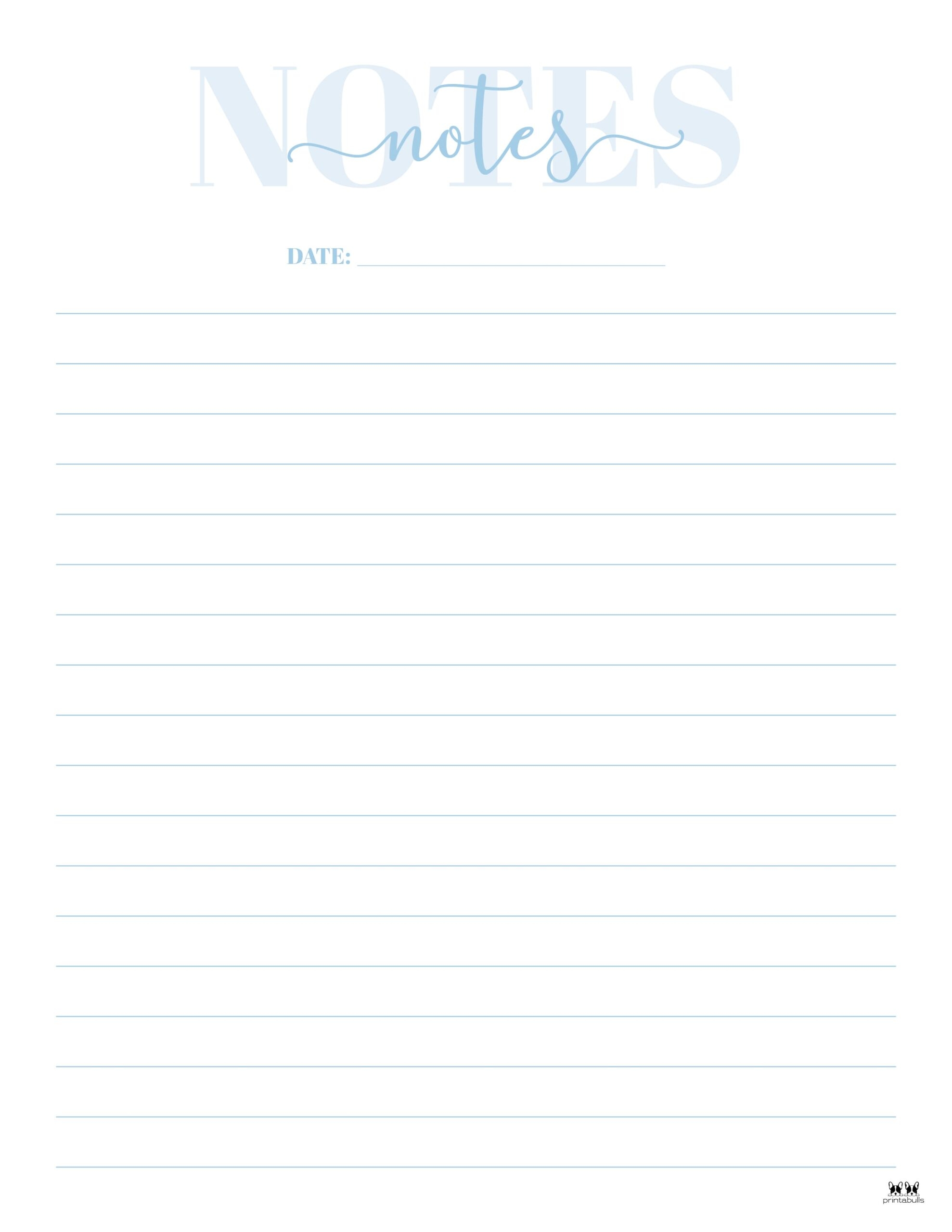Note Pages Templates 30 FREE Printables PrintaBulk