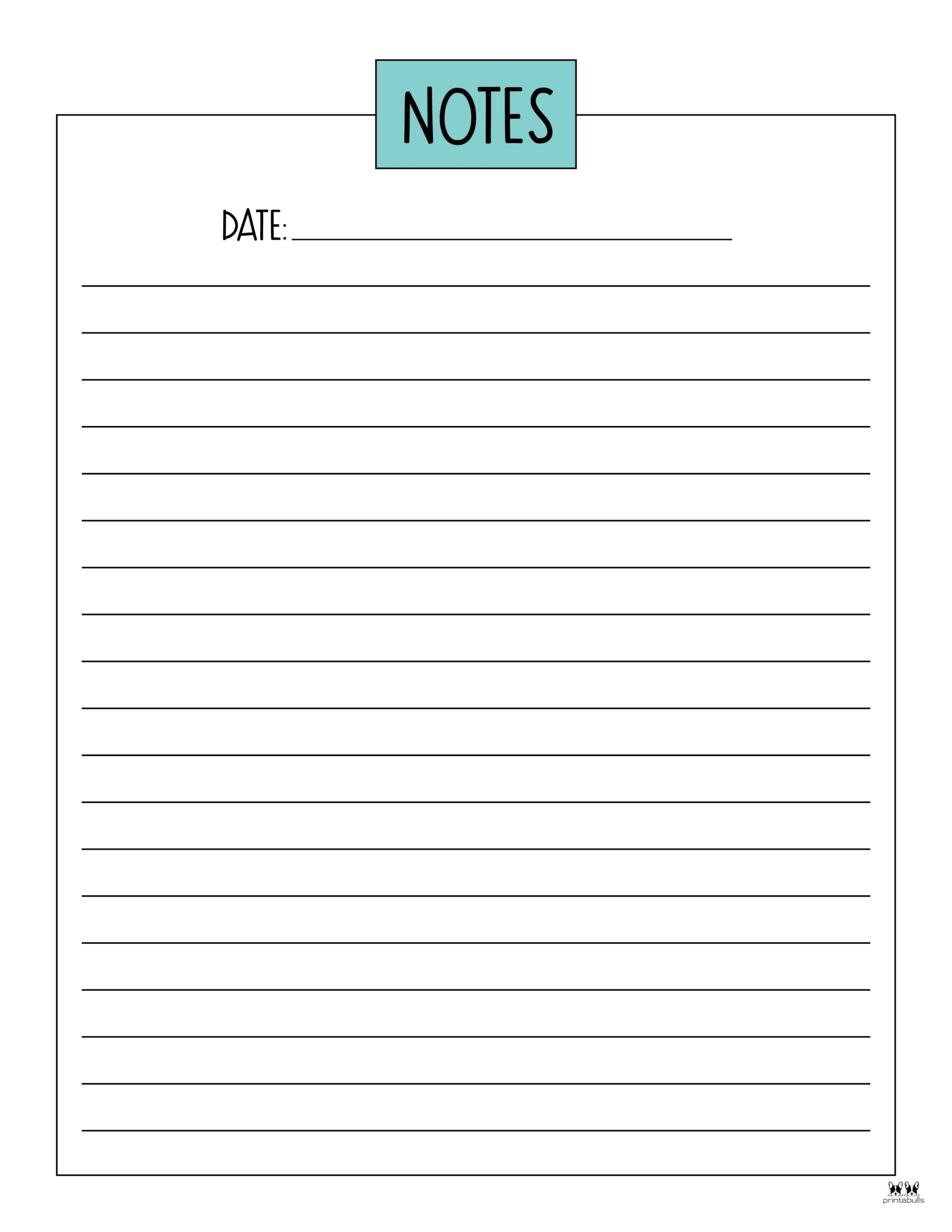 Blank Notes Page Templates
