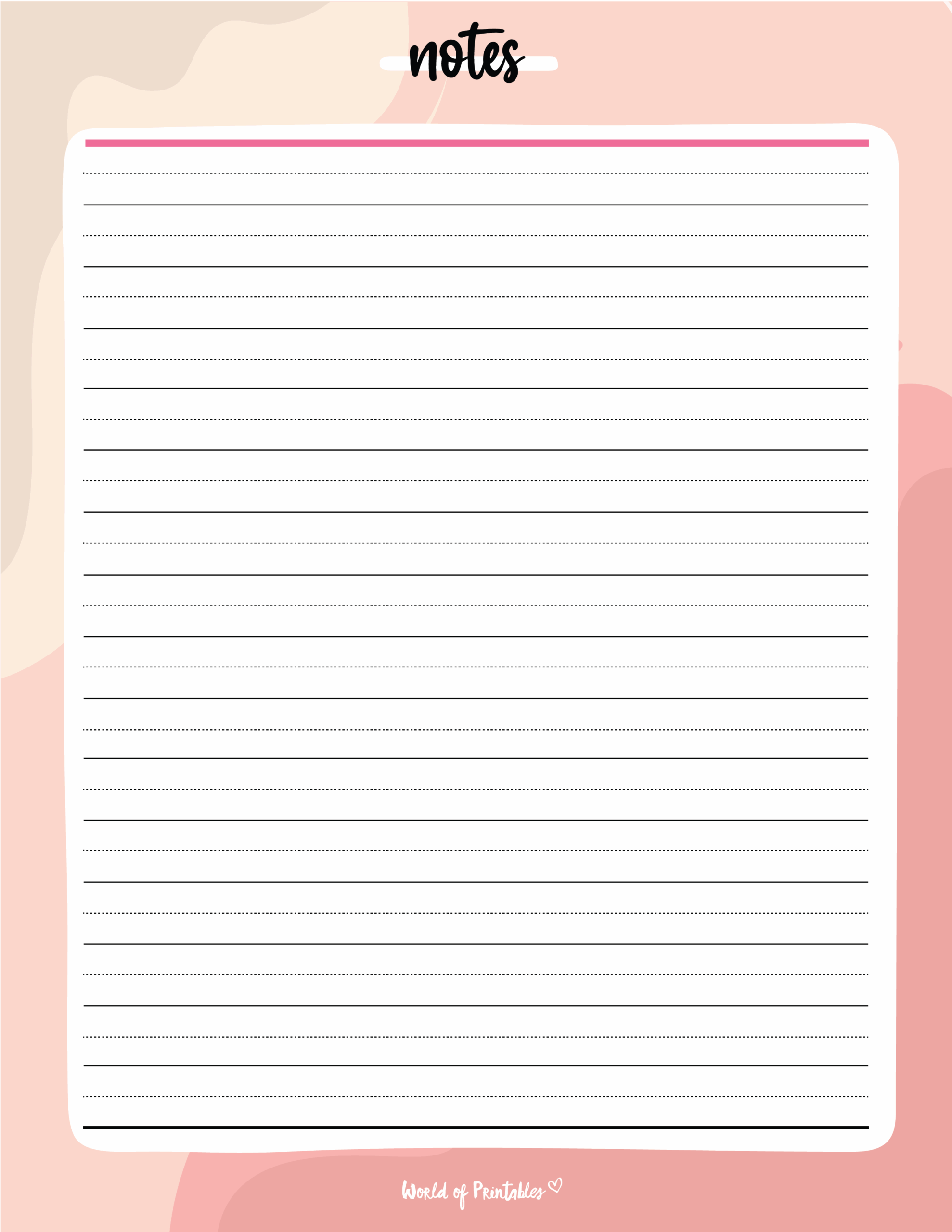 Notes Templates World Of Printables