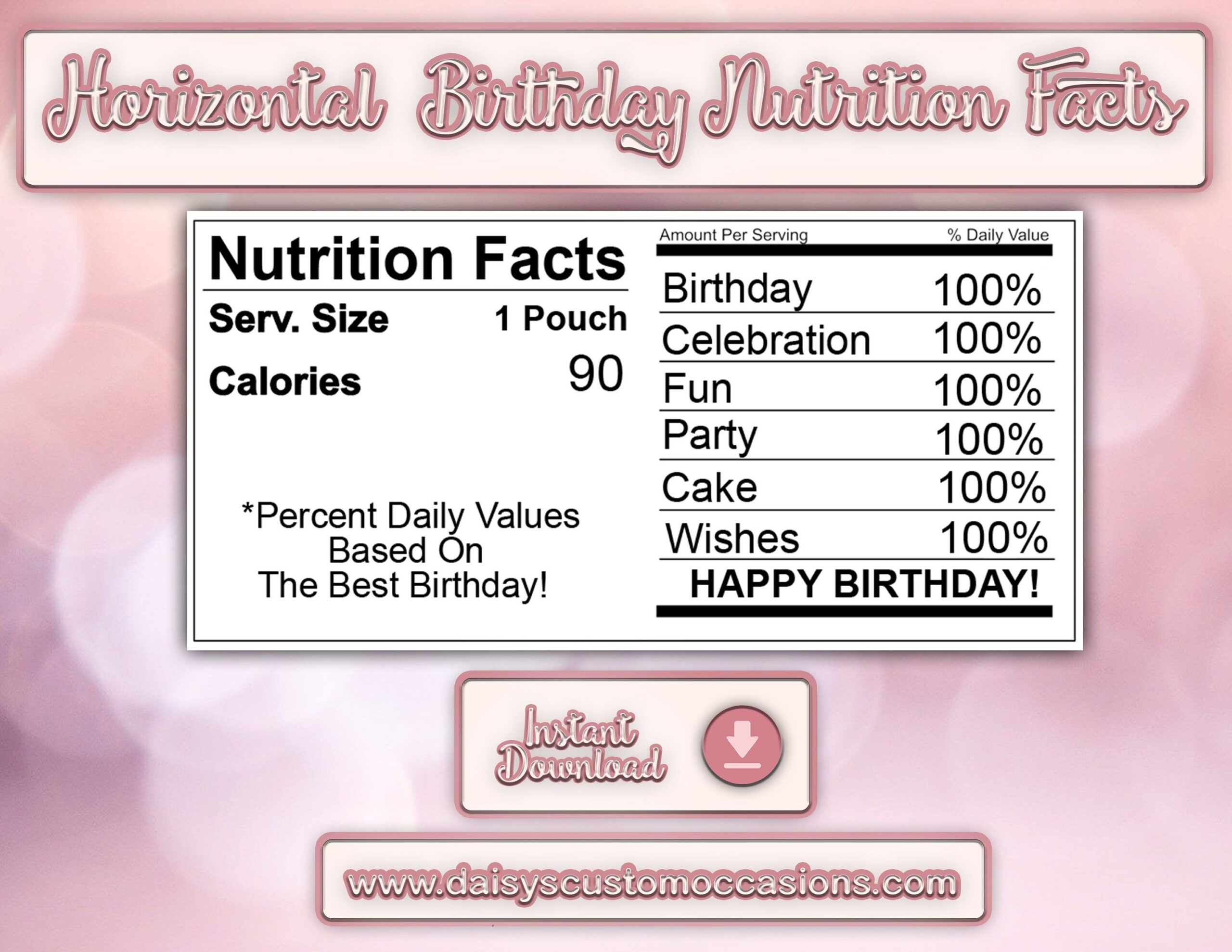 Nutrition Facts Template Vertical Birthday Nutrition Facts Label