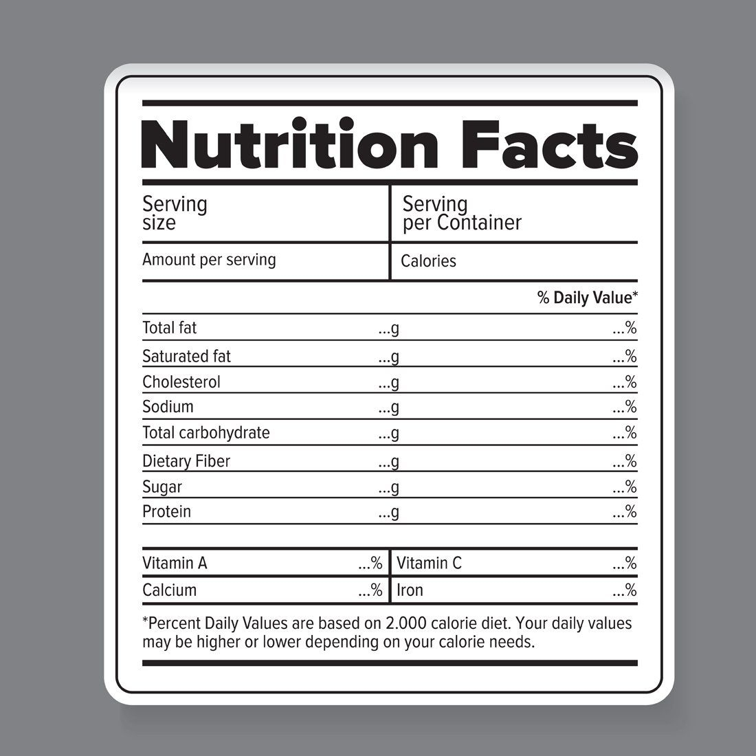 Editable Blank Nutrition Facts Templates Word