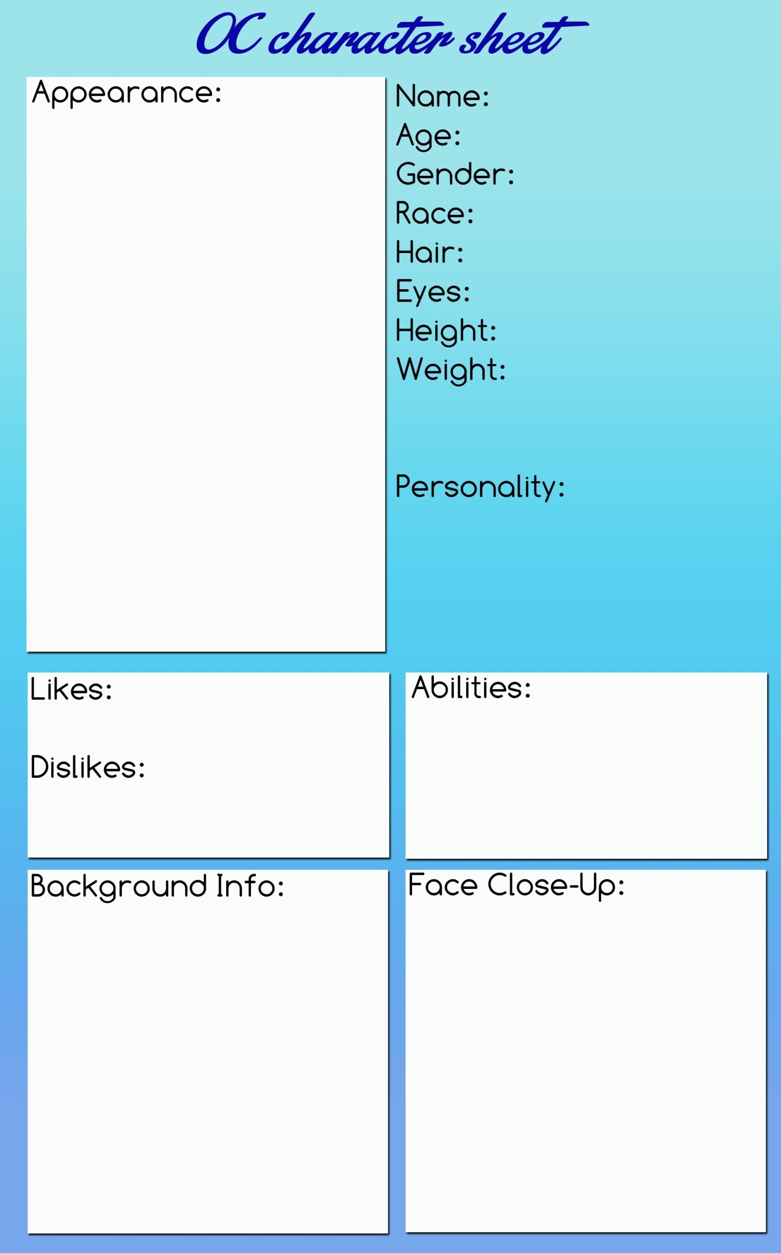 Blank Oc Sheet Templates