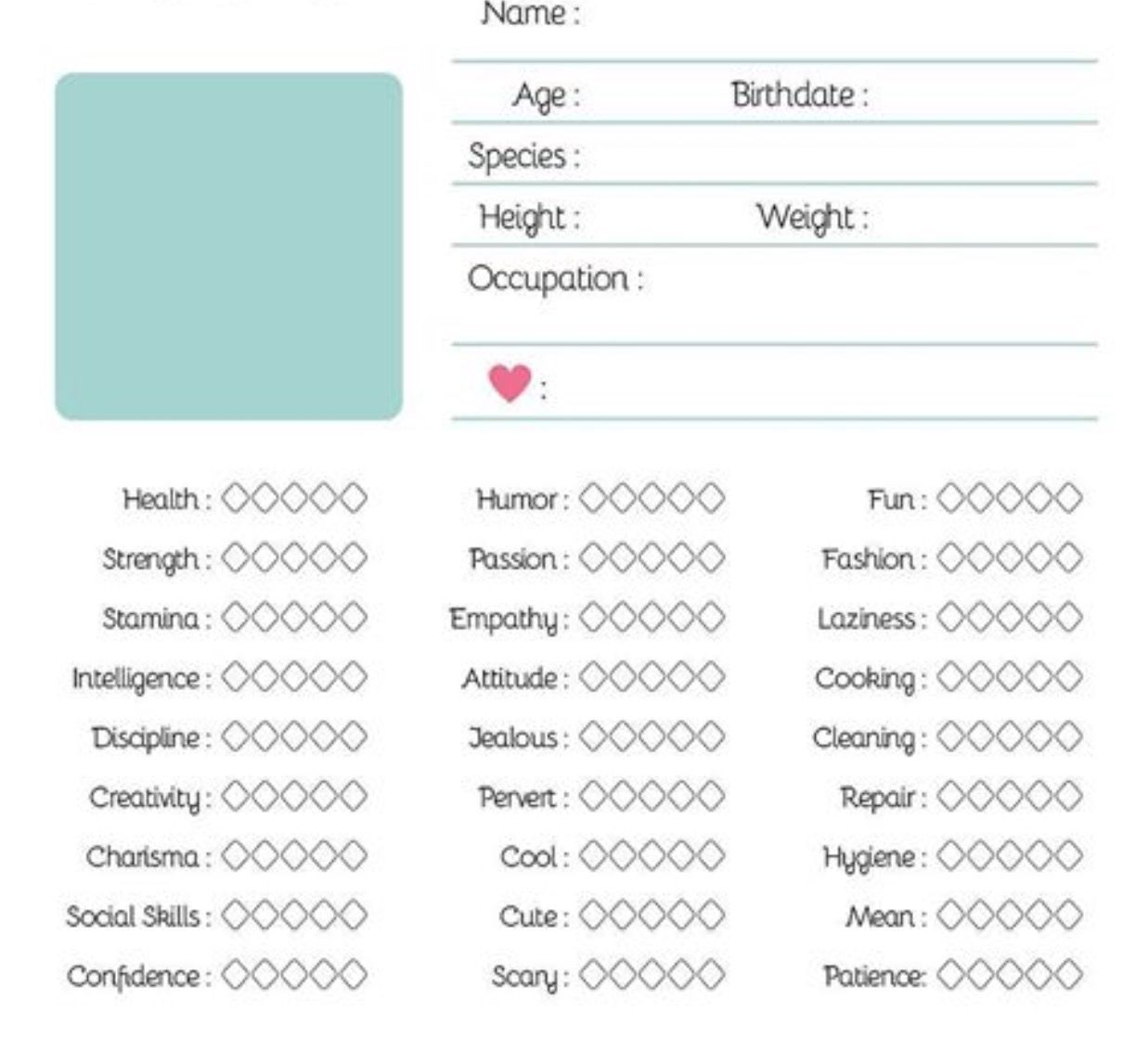 Oc Info Chart Blank Template Imgflip