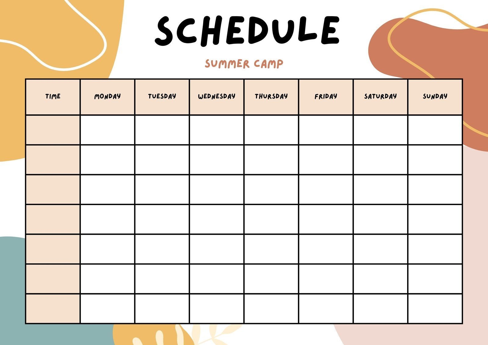 Organic Summer Camp Schedule