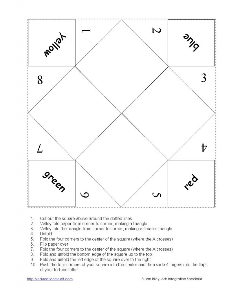 Paper Fortune Tellers Coping Skills Activities Counseling Activities