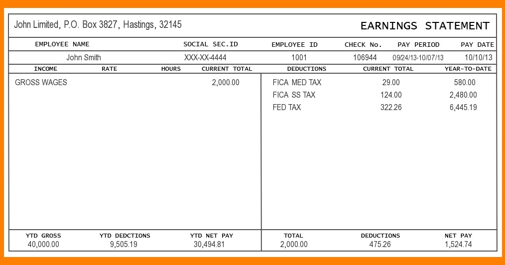 Pay Stubs Template Pdf Word