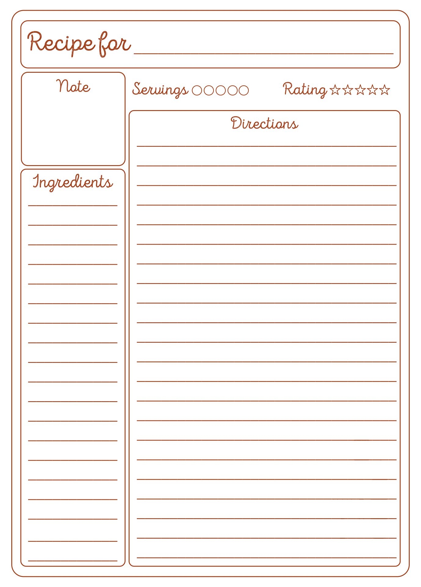 Blank Recipe Card Templates
