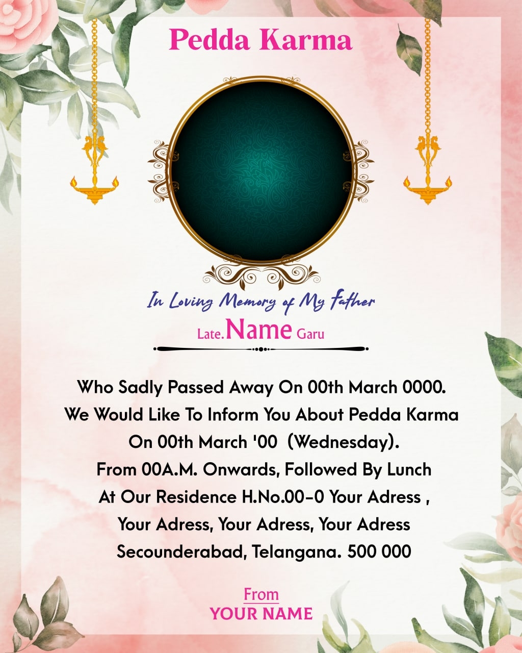 Pedda Karma Invitation Sms In Telugu Infoupdate