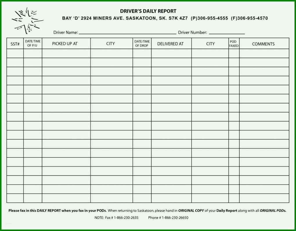 Blank Daily Log Templates