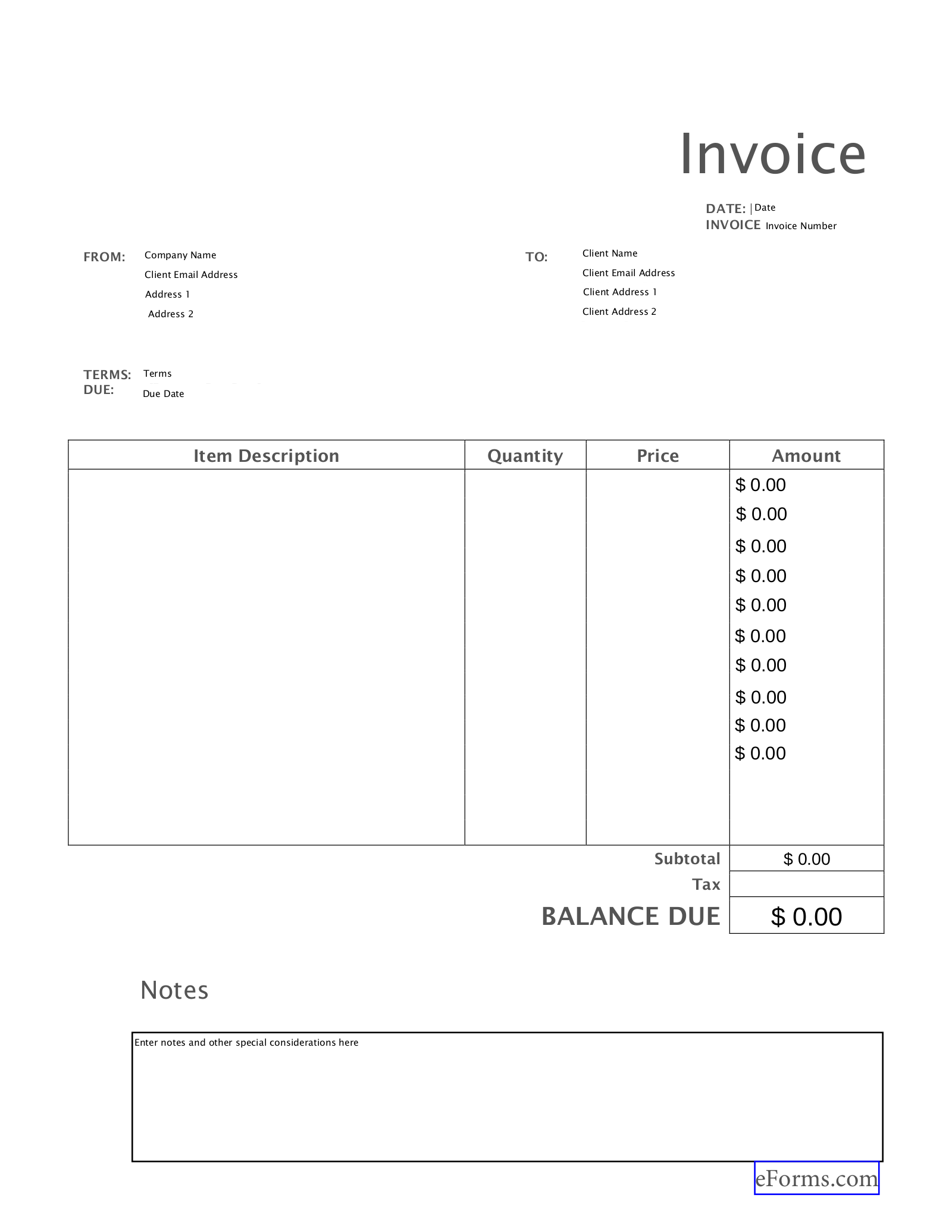 Personal Invoice Template Pdf PDF Template