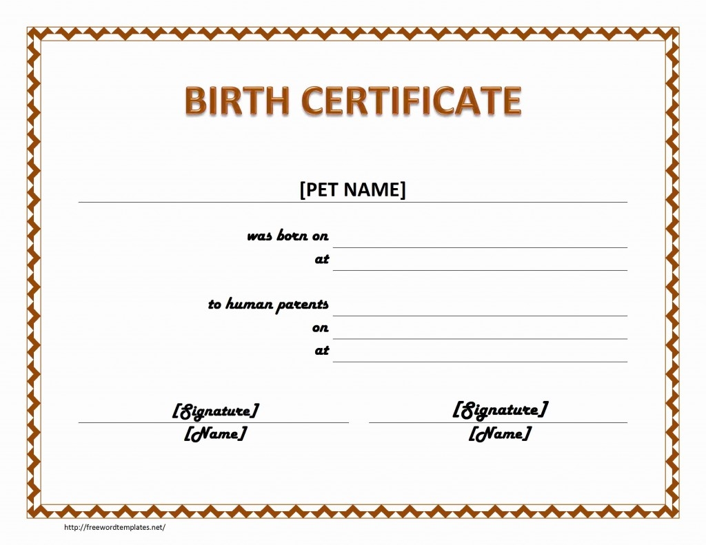 Pet Birth Certificate