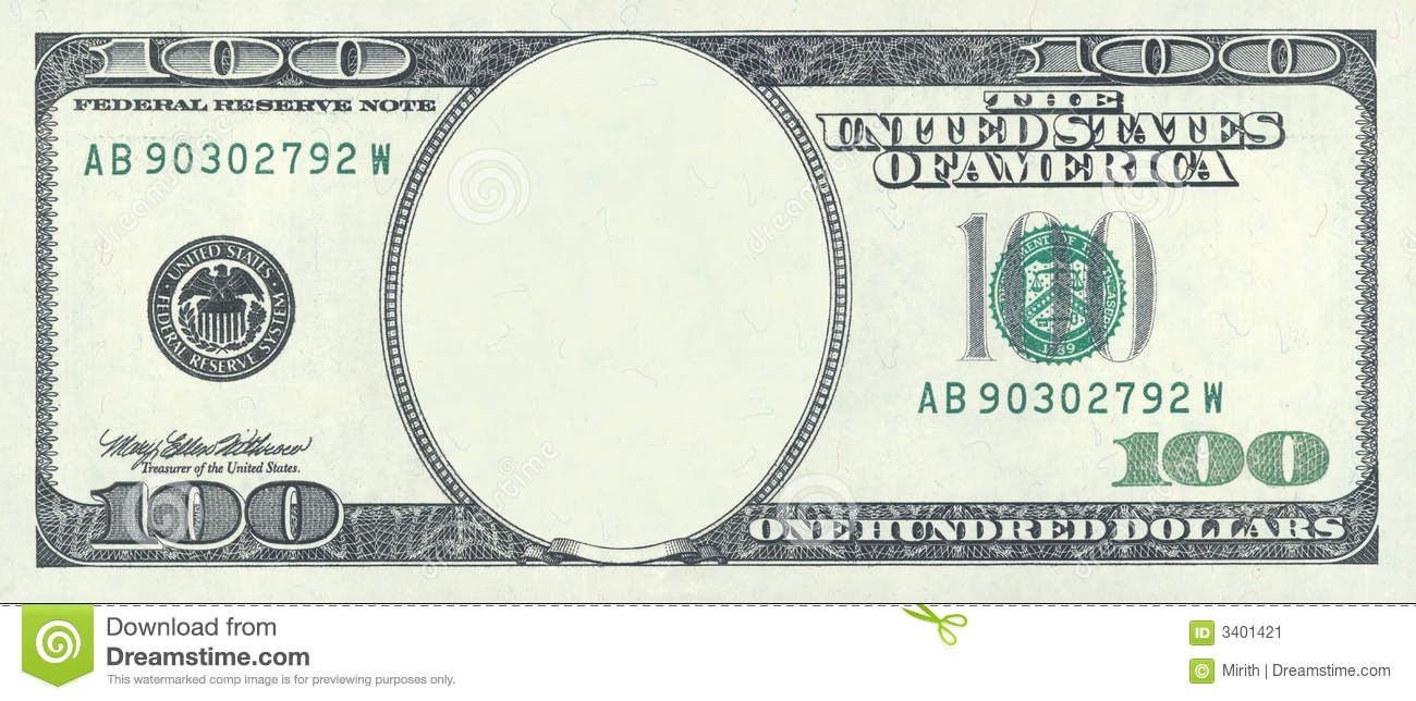 Photo About Blank Hundred Dollar Bill With Clipping Path Image Of