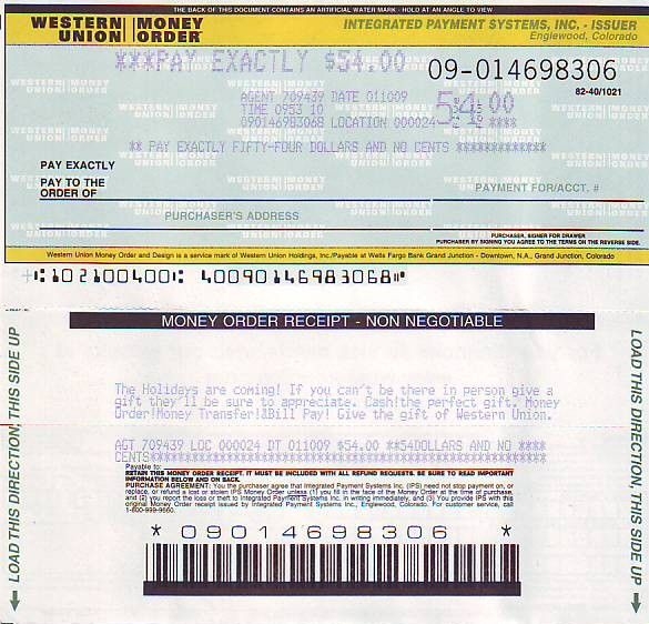 Picture Western Union Money Order Blank Money Order Payroll Template