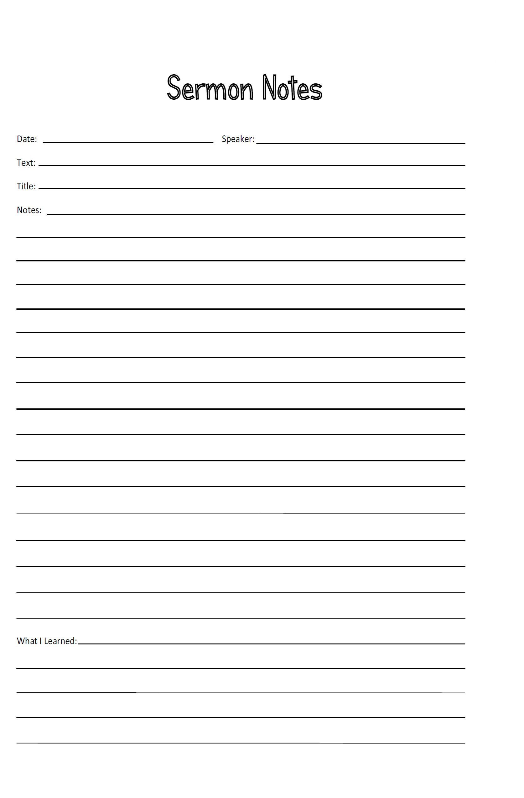 Blank Sermon Outline Templates Pdf