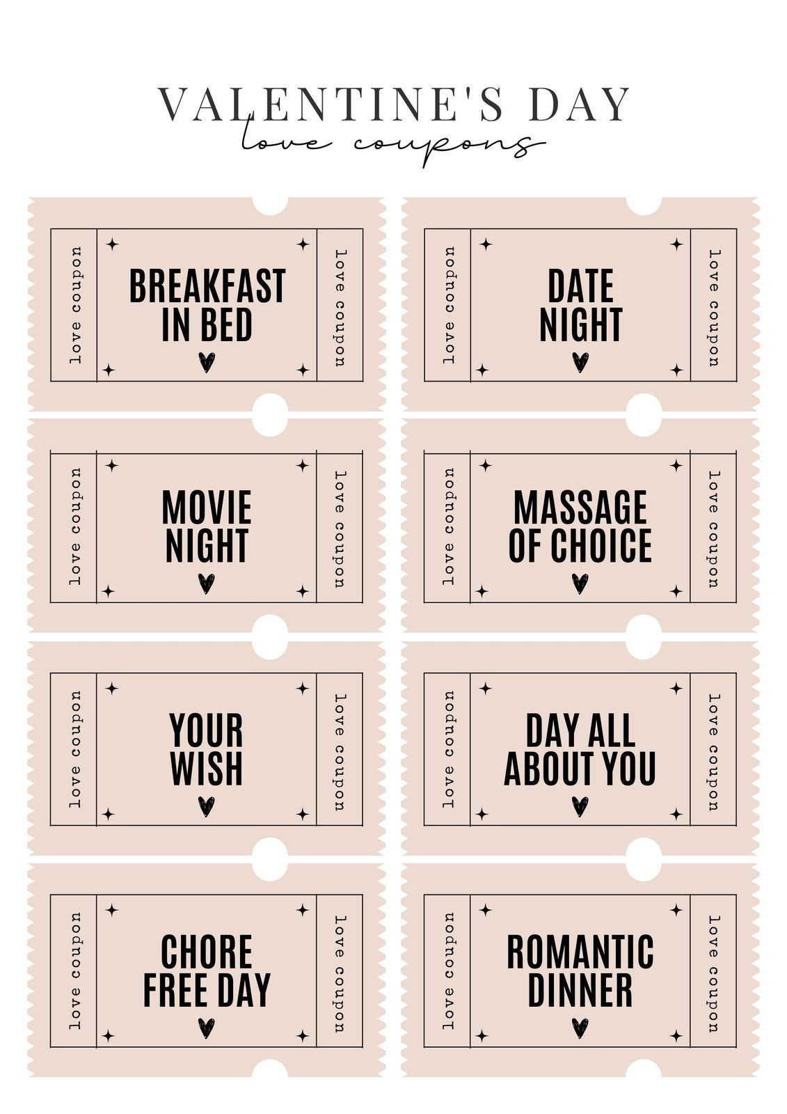 Blank Love Coupon Templates