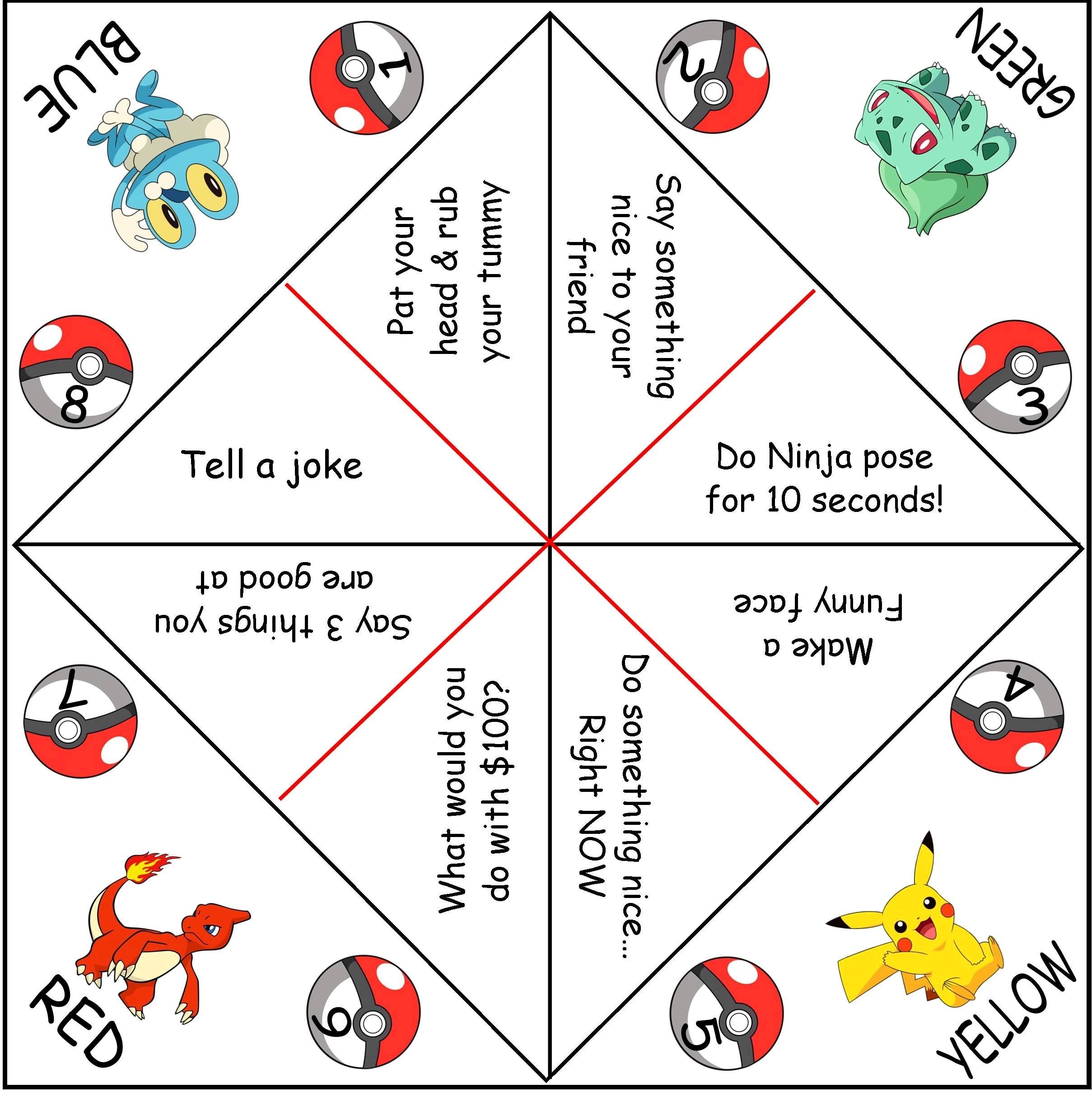 Pokemon Cootie Catchers AKA Paper Fortune Tellers Pokemon Themed