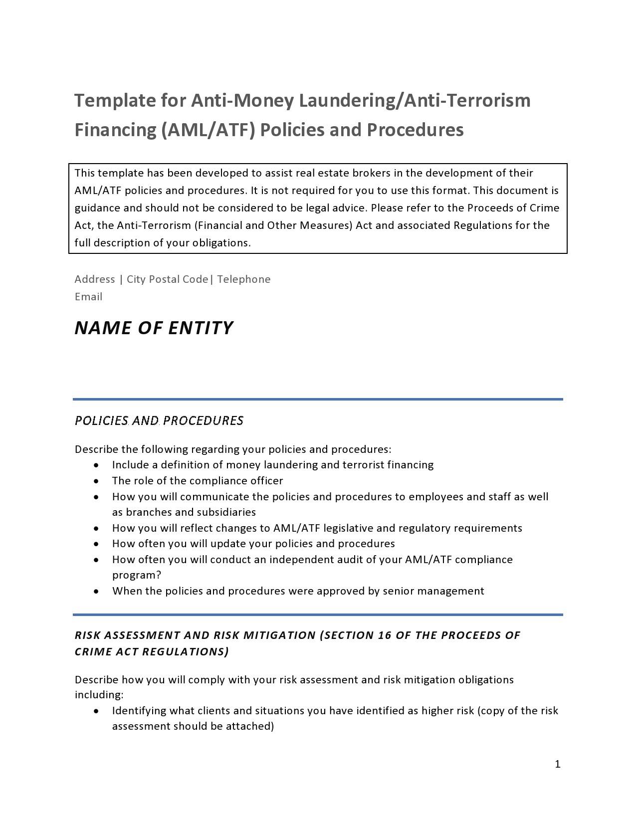 Policies And Procedure Template