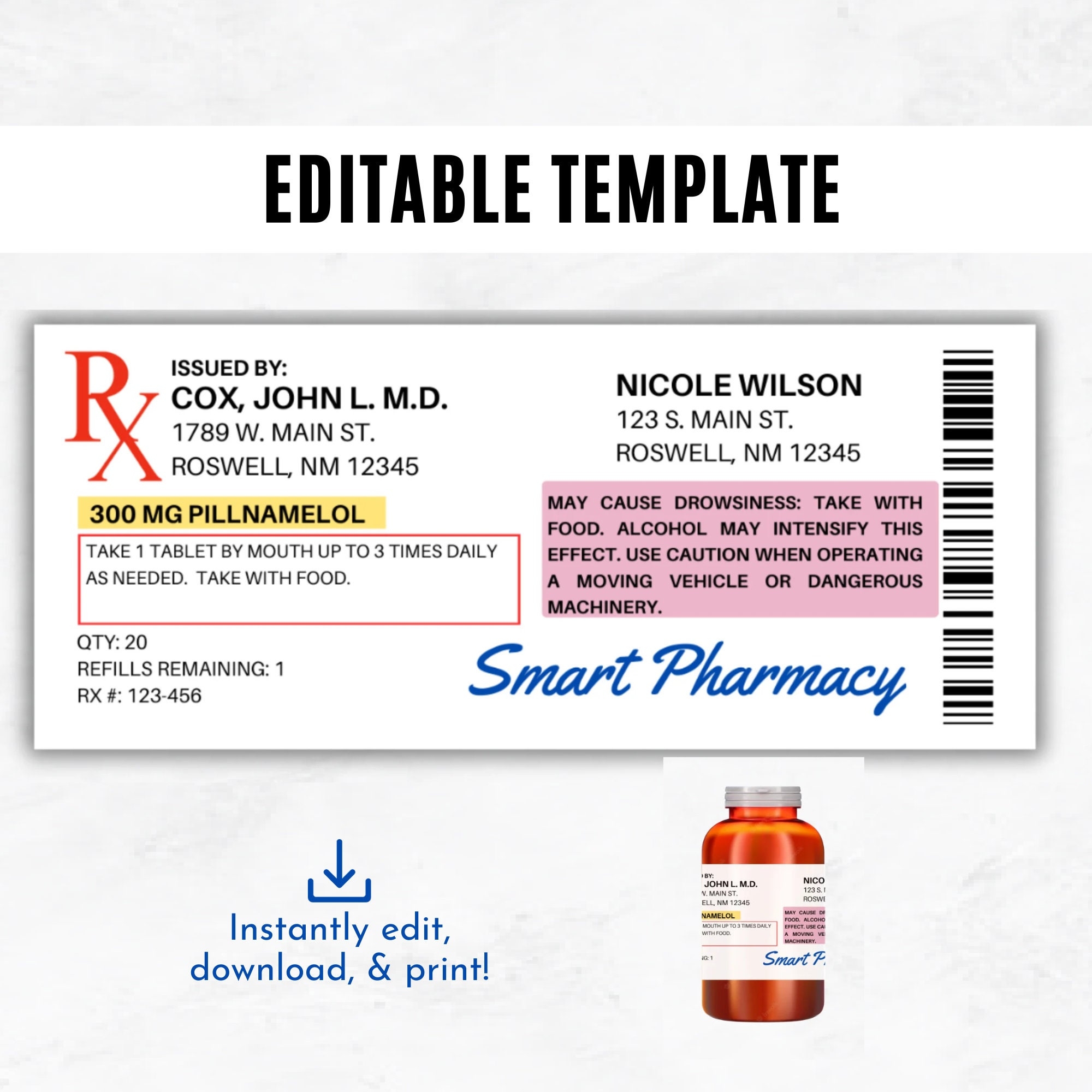 Prescription Drug Bottle Label