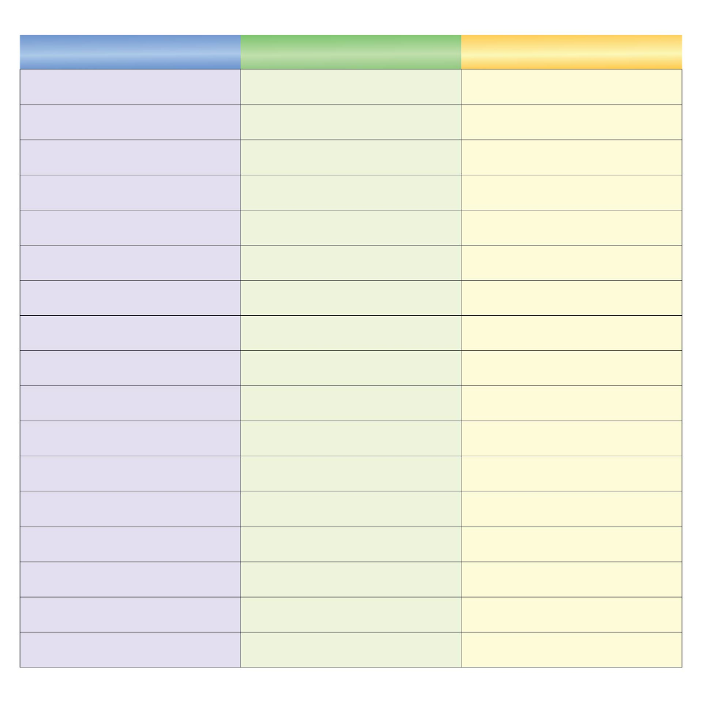 Blank 5 Column Chart Templates