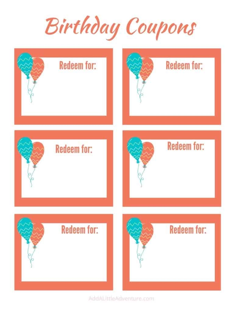 Printable Birthday Coupon Template