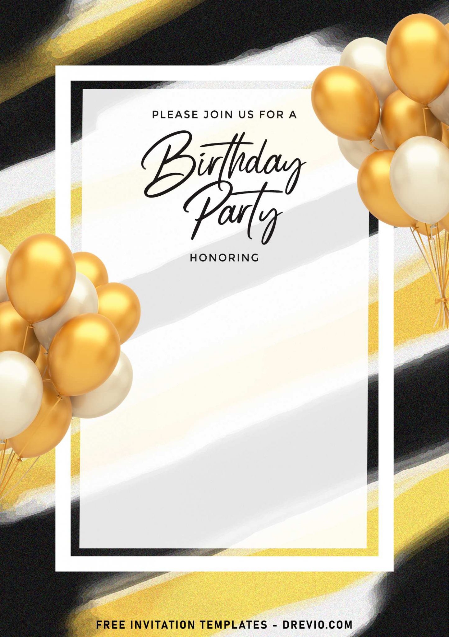 Elegant Blank Birthday Invitation Templates