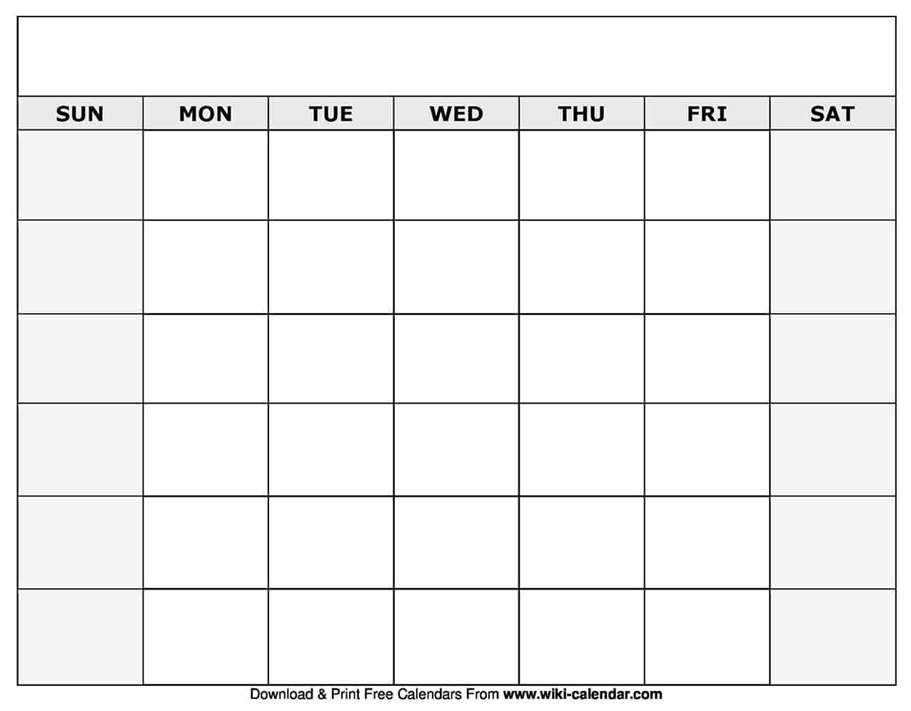 Blank Calendar Templates Pdf