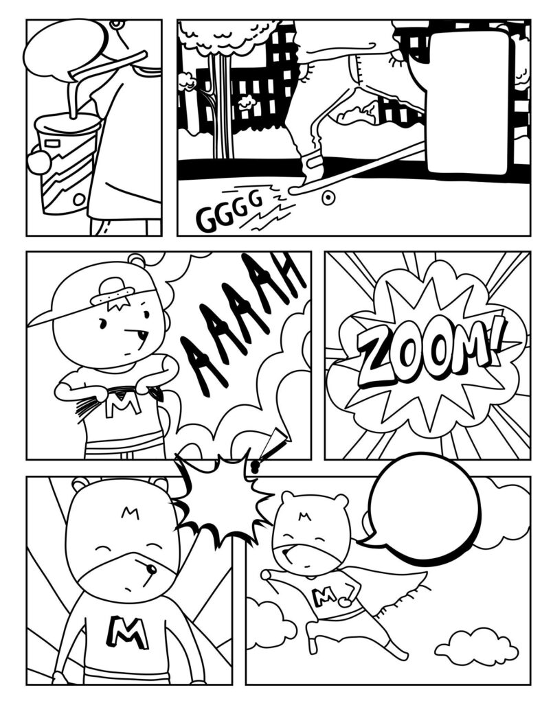 Printable Blank Comic Strip With Characters Template Comic Book