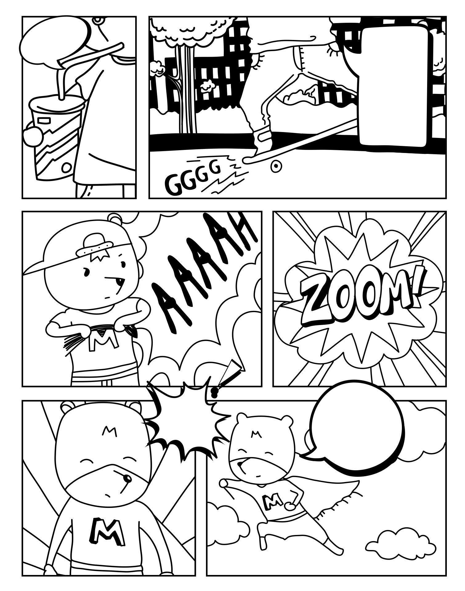 Printable Blank Comic Strip With Characters Template Comic Book