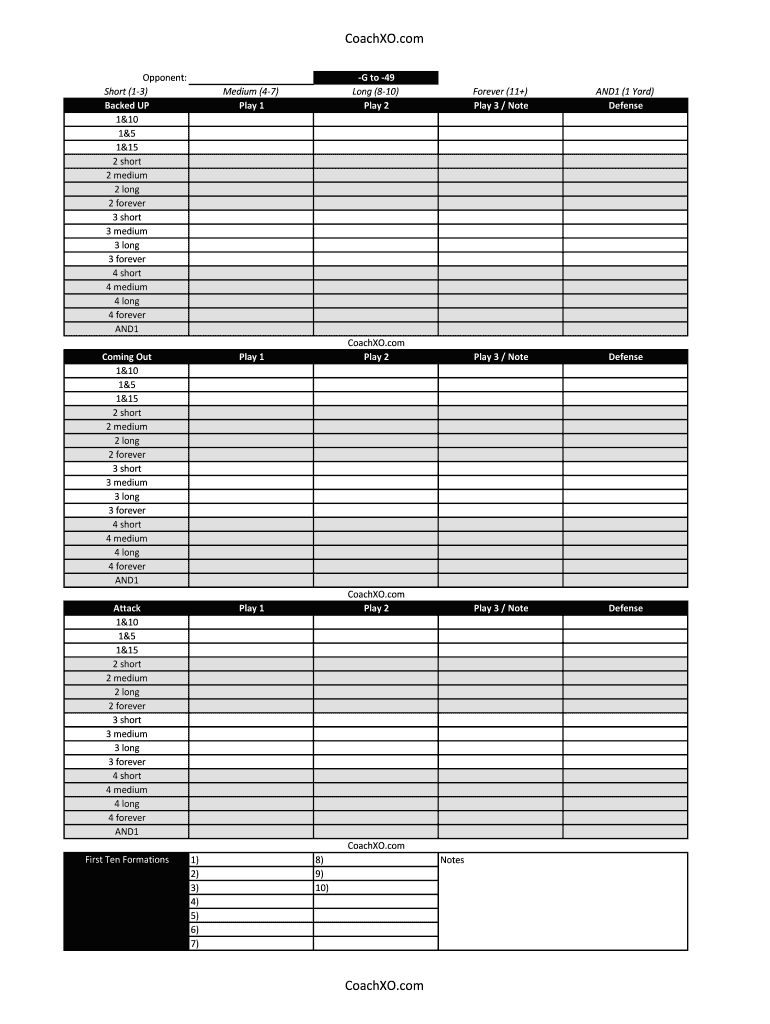 Football Blank Play Templates