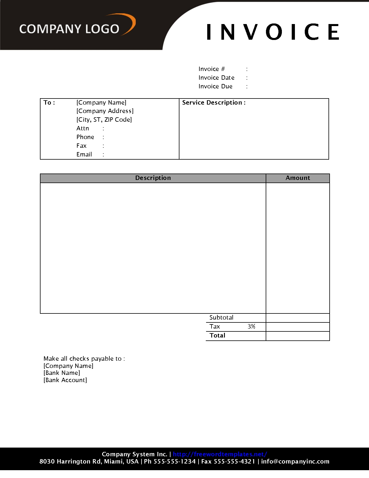 Blank Invoice Templates Free Download Pdf