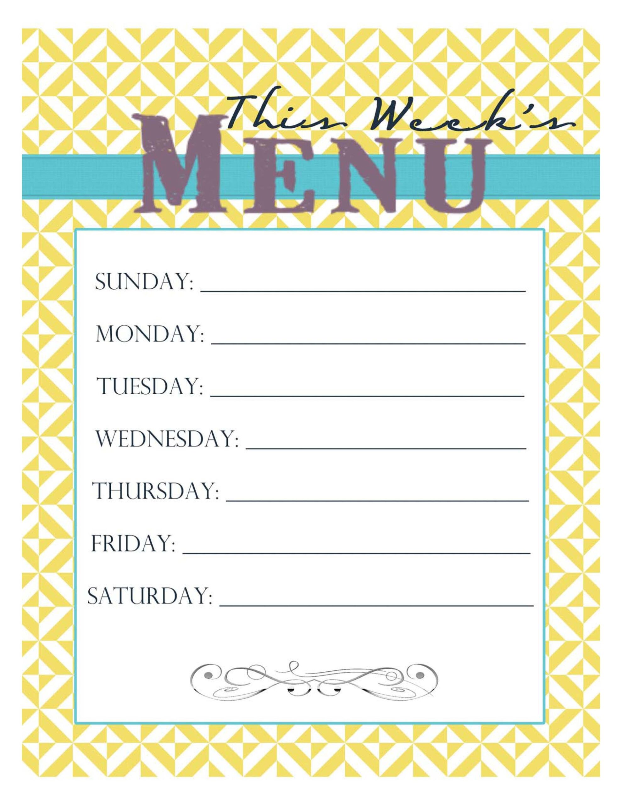 Printable Blank Menu