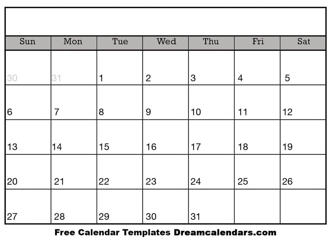 Blank Calendar Templates Printable