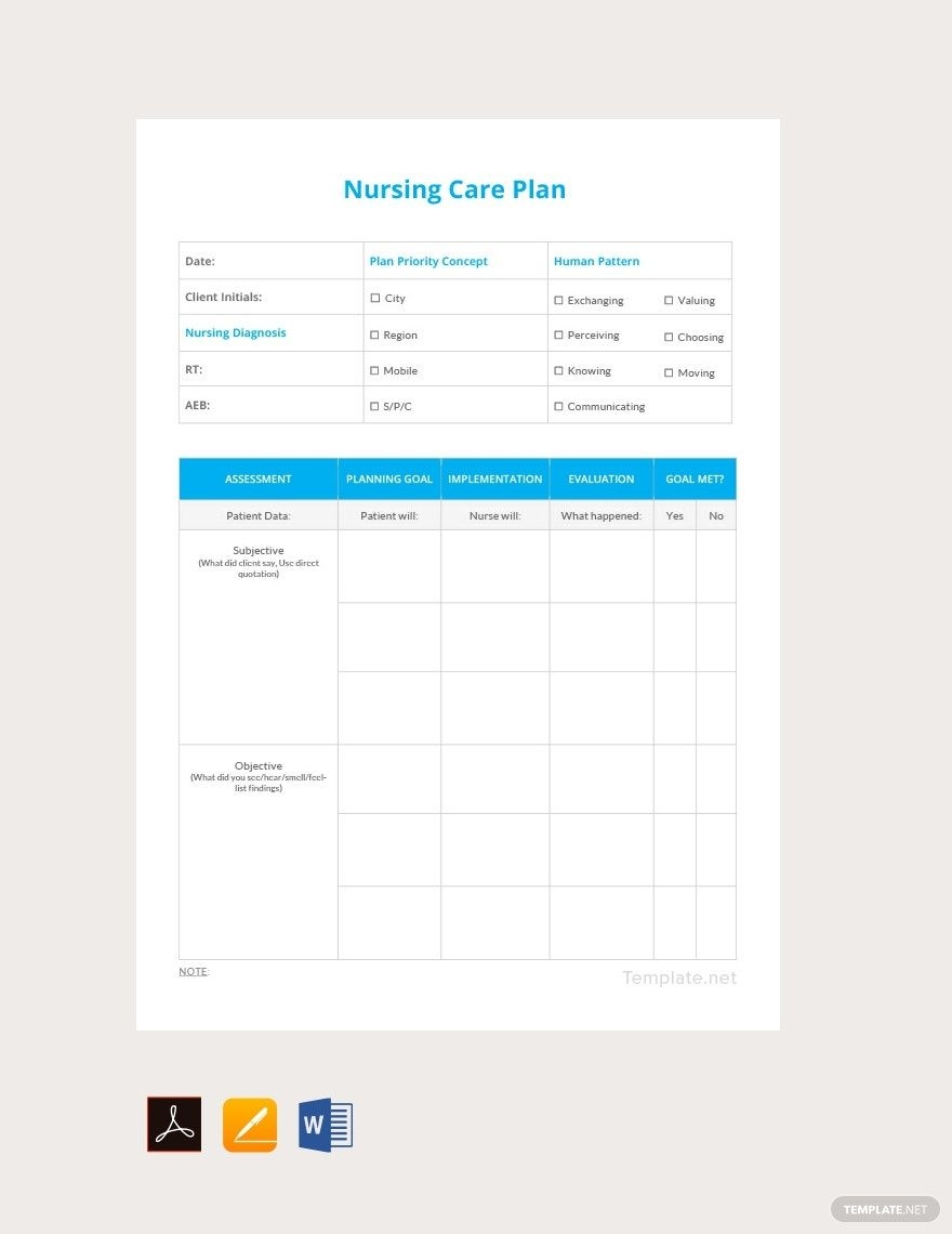 Printable Blank Nursing Care Plan Templates Printable Form Templates
