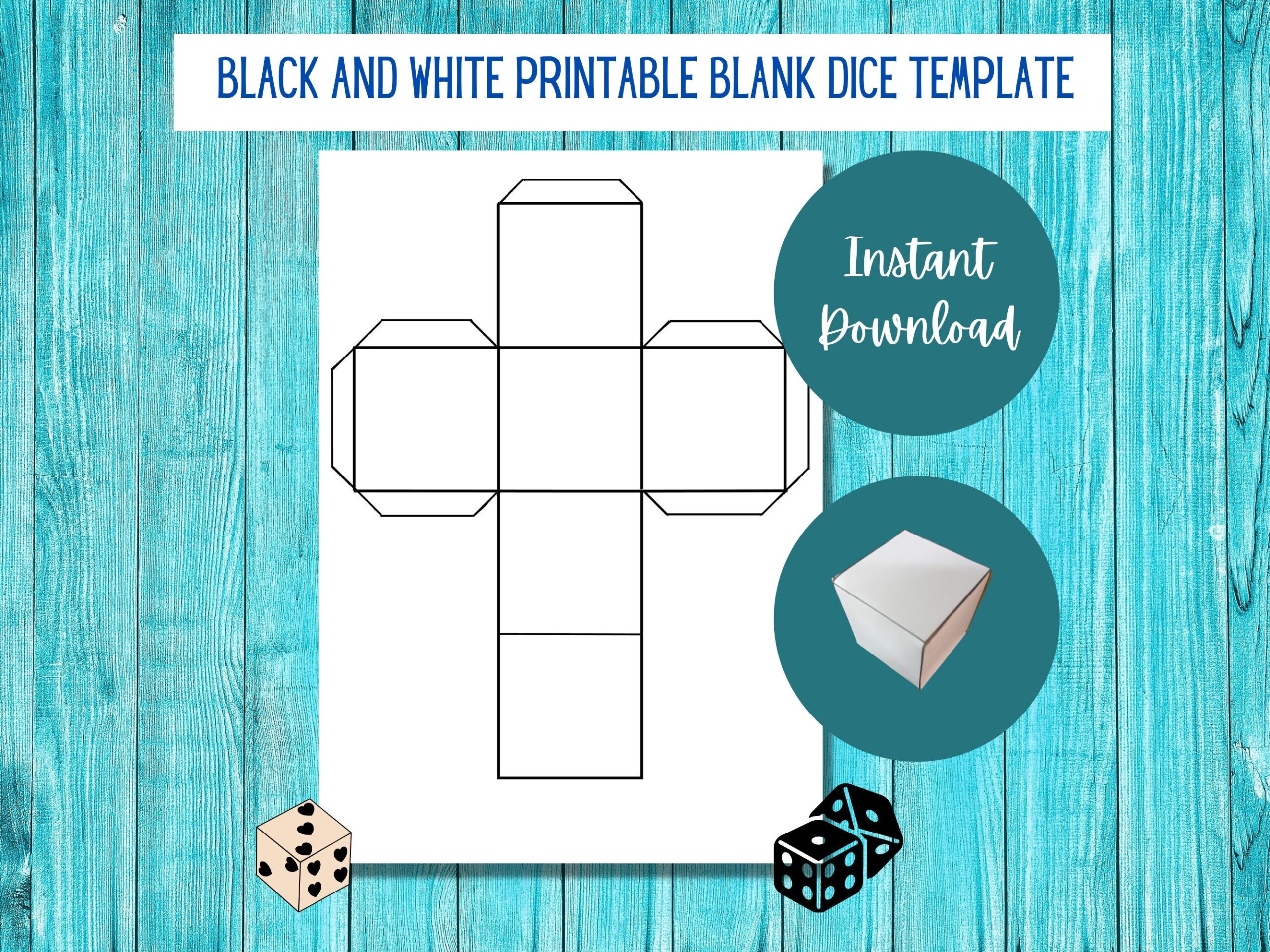 Printable Blank Paper Dice Template To Cut Out For Games L