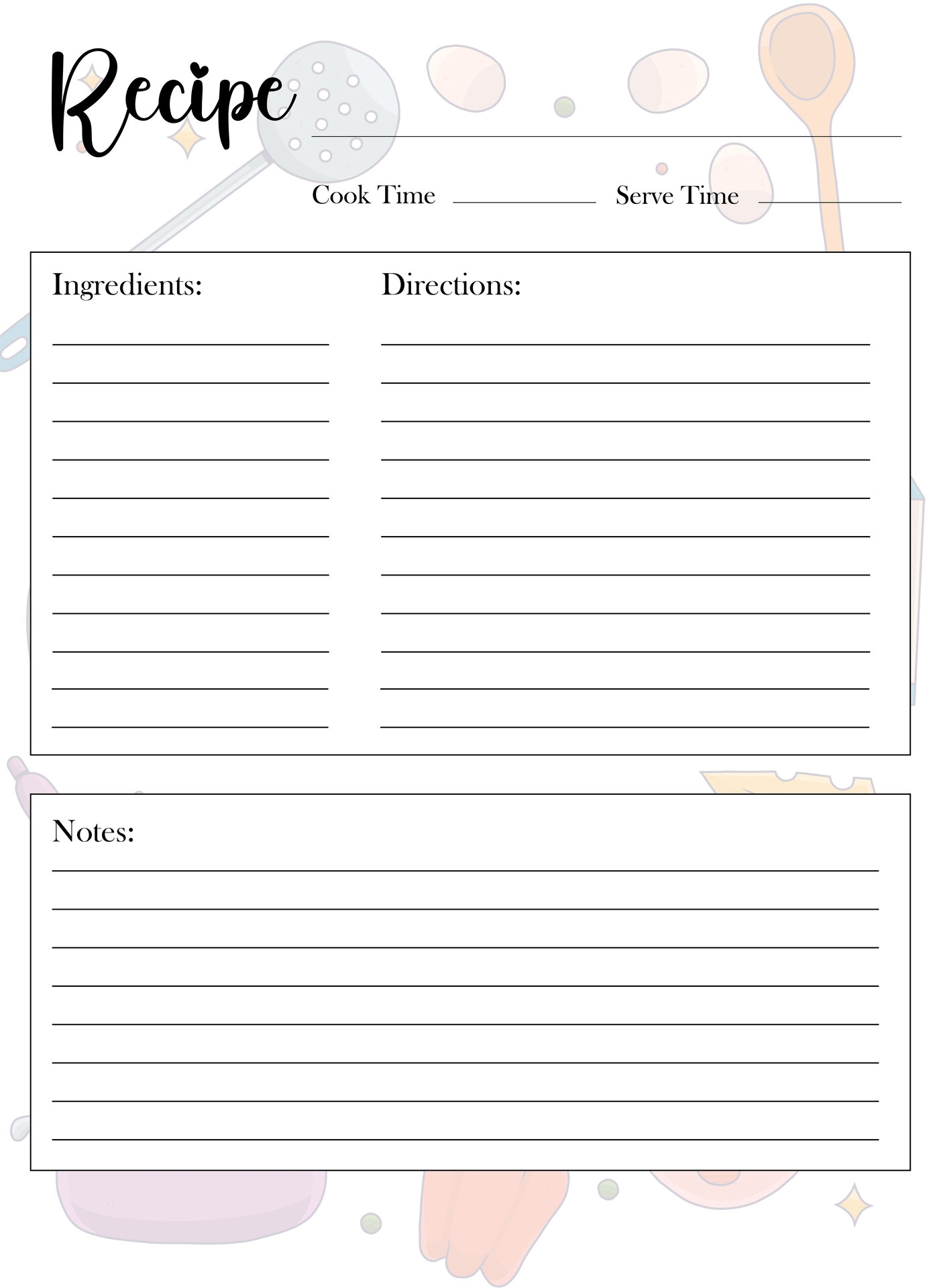 Printable Blank Recipe Cards Francesco Printable
