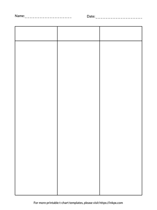 Printable Blank T Chart Templates In PDF PNG And JPG Formats InkPx