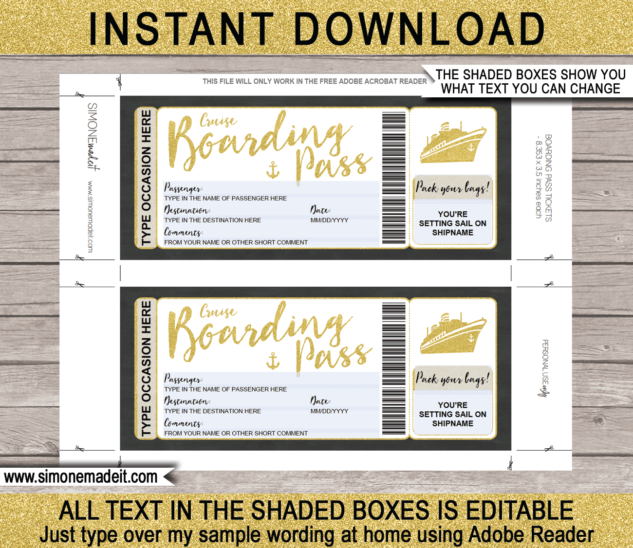 Blank Cruise Ticket Templates Free