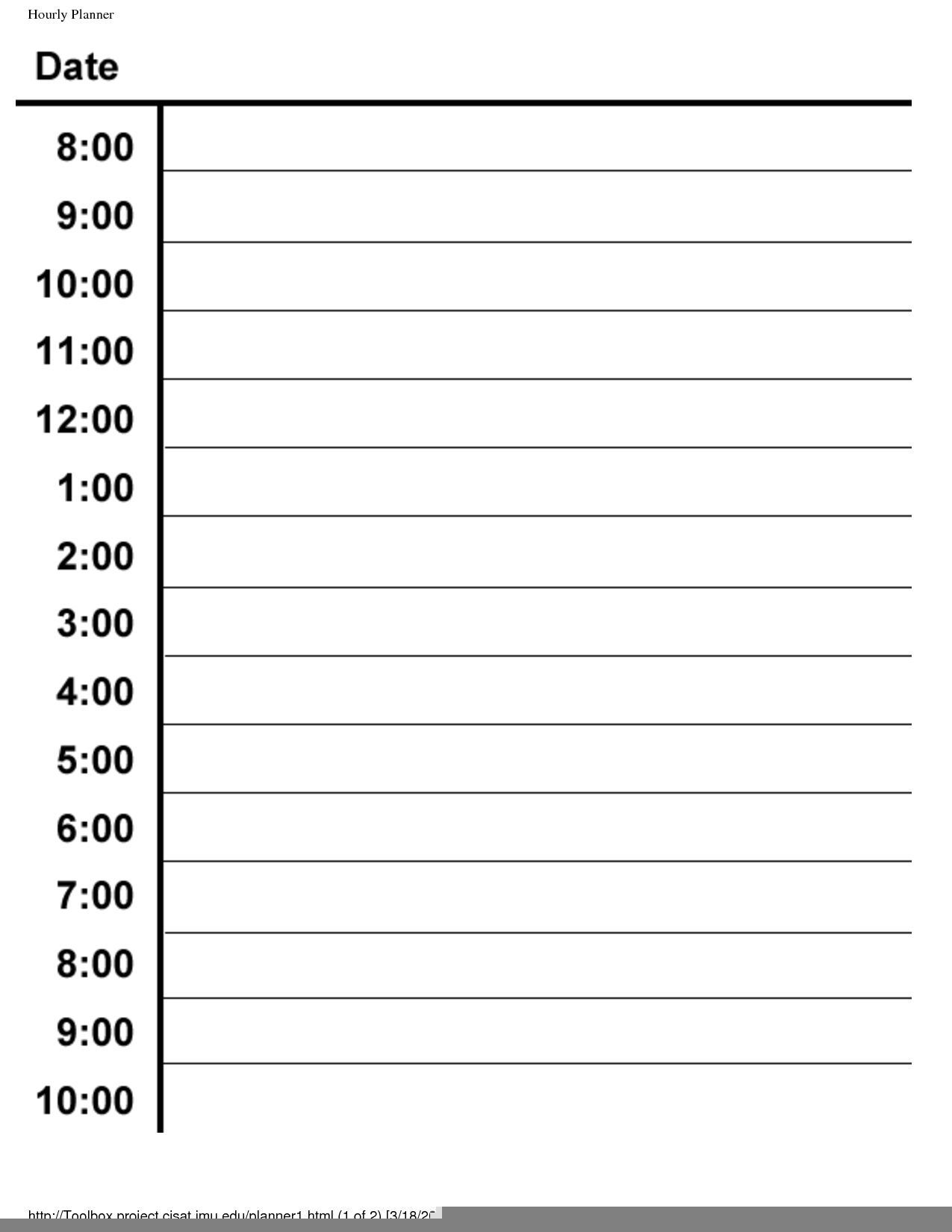 Blank Schedule Templates Hourly