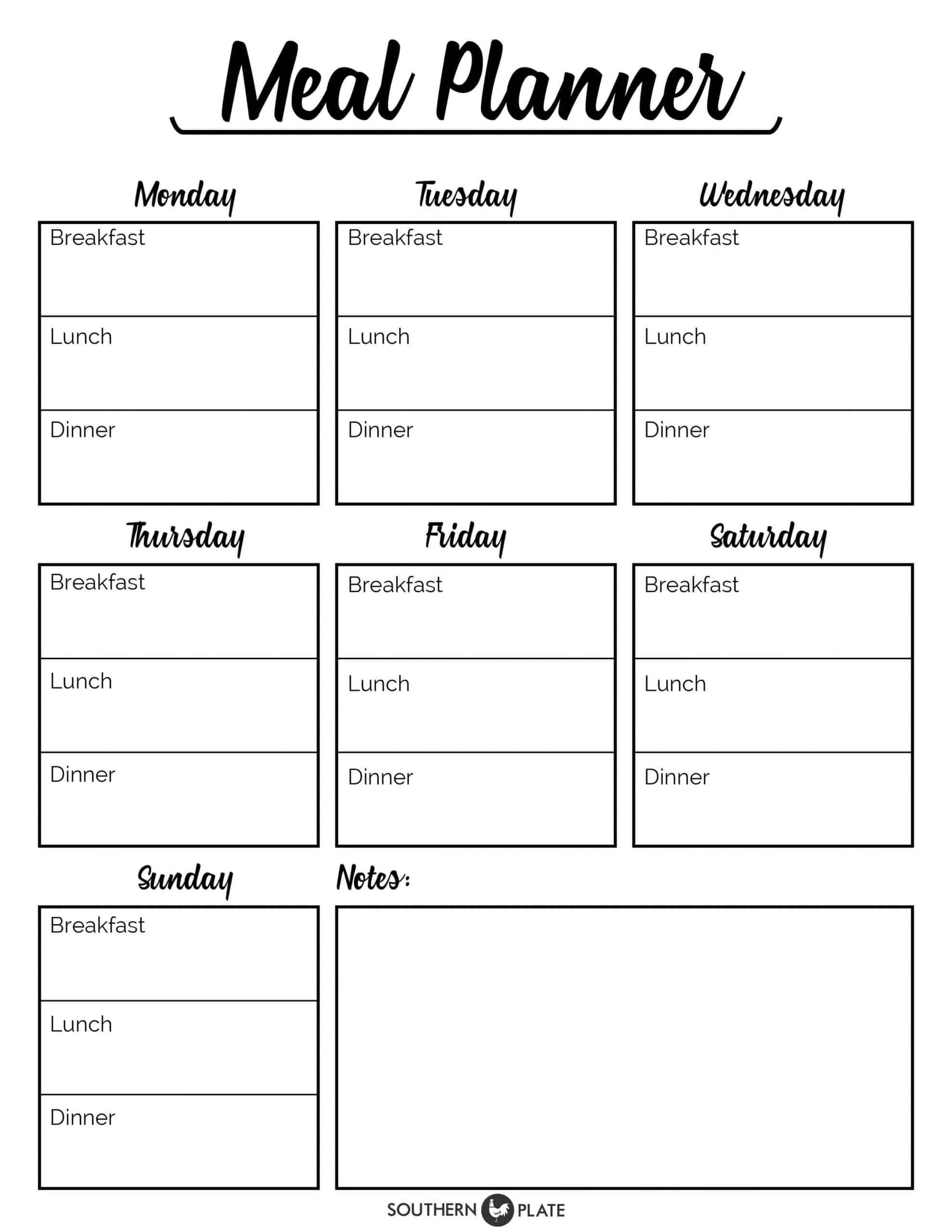 Blank Templates Printable Free Planner