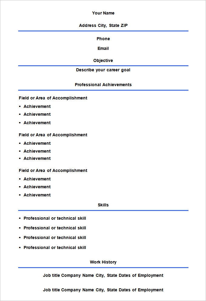 Blank Templates For Resume
